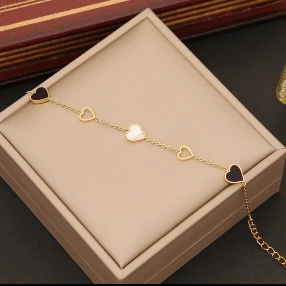 Gold and Black Heart Bracelet